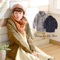 ペルーウールニットショールカラーカーディガン