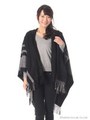 ボーダーポンチョ/ブラック