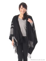 ボーダーポンチョ/ブラック