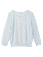 レース使いシースルーニットカーディガン/ライトブルー(091)