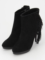 スウェードショートフリンジブーツ/BG
