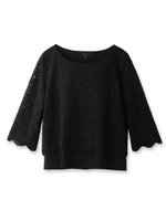 スカラップレースシャツ/ブラック(019)