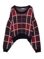 チェックジャガードニット/レッド