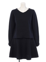 バックリボンセットアップ(ニット+スカートSET)(追加生産)/ネイビー