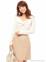 千鳥タイトスカート/キャメル