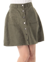 スエード前ボタン台形SK/カーキ