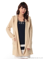 畦ニットフード付きC/D/ベージュ