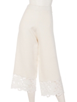 刺繍ニットガウチョパンツ（ホワイト）/ホワイト
