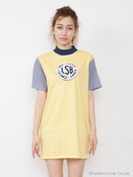 cheker tee dress/BLUE