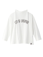 ボトルネックプリント七分袖カットソー/ネイビー(093)