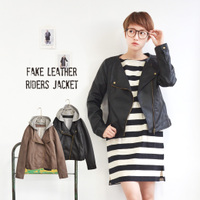 2WAYカットソーフードダブルライダースジャケット