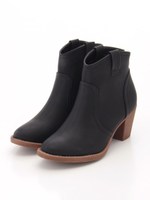 【R&E】モールドソールウエスタンショートブーツ/ブラック