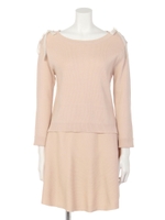 SHOULDER RIBBON KNIT SET UP/ブルー(110)