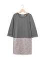 ツイード切り替えチュニックワンピース/ブラック系(015)