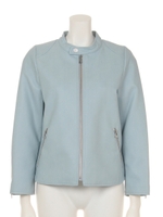 フェイクレザーシングルライダースジャケット/ピンク