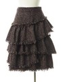 千鳥ツイード アシメラッフルスカート/ブラウン