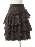 千鳥ツイード アシメラッフルスカート/ブラウン