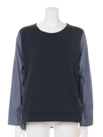 裏毛+ストライプ使いプルオーバー/アイボリー