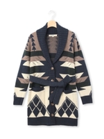 オルテガ柄ニットカーディガン/アイボリー(704)