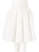シアー格子柄フレアスカート/ホワイト