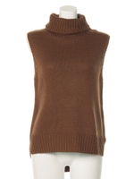 タートルネックニットベスト/キャメル