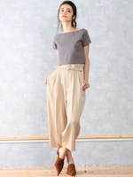 ハイウエストコクーンワイドパンツ/カーキ