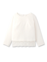 裾レースリネン調ブラウス/ネイビー(393)