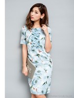 大花柄ワンピース/サックス