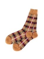 ウール混チェックソックス/マスタード(233)