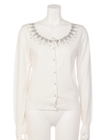 ビジュー調カーディガン/黒