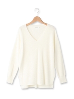 前後アシメコットン混ニット/ネイビー(093)