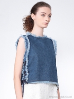FRINGE DENIM TOP/ブルー