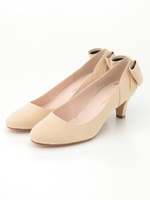 【vanitybeauty】【柔らかSoft Insole】サテンバックリボンローヒールパンプス/ベージュ