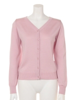 ストーン入りボタンVネックカーデ/ネイビー