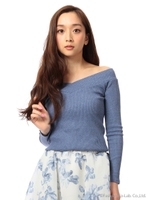 デコルテVカットリブトップス/オフホワイト