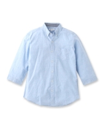 綿麻スラブ七分袖シャツ/ダークグリーン(023)