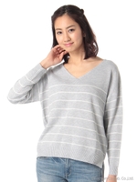 Vネックニットボーダープルオーバー/コイアオ