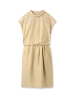 [L]シアーボーダー切り替えワンピース/ベージュ(052)