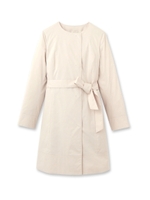 [L]リボンベルトノーカラーコート/ライトベージュ(051)