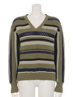 【CASUAL】マルチボーダーニット/カーキ