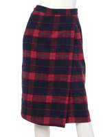 【chille anap】起毛チェックラップスカート/GRN