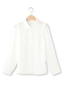 肩チビフリルジョーゼットブラウス/アイボリー(004)