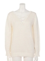 V LACE UP KNIT TOP/ネイビー