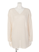 【Lady like】VネックルーズL/S Tee/グレー