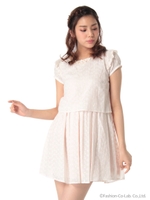 パステルフラワードッキングワンピース　3/サックス