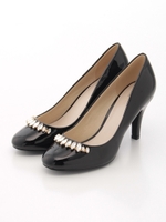 ビジュー調パンプス/黒