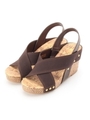 ゴムクロスウェッジサンダル/ダークブラウン(043)