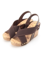 ゴムクロスウェッジサンダル/ダークブラウン(043)