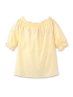 フラワー刺しゅうギャザーブラウス/ネイビー(093)