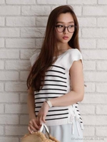 レースアップノースリニット/ホワイト